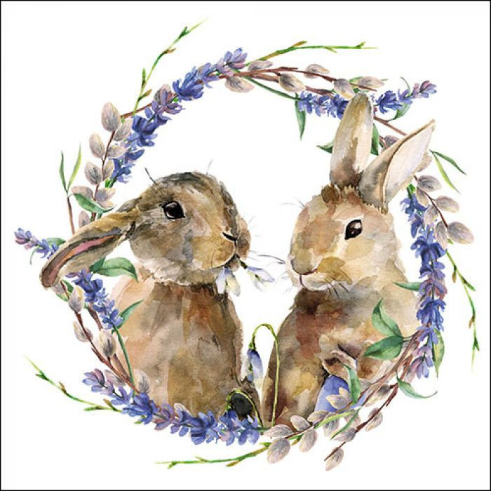 Servietten Rabbit Wreath