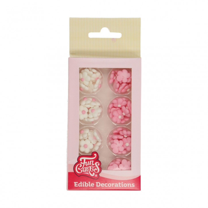 Zucker Dekoration Blümchen Mini rosa/weiß